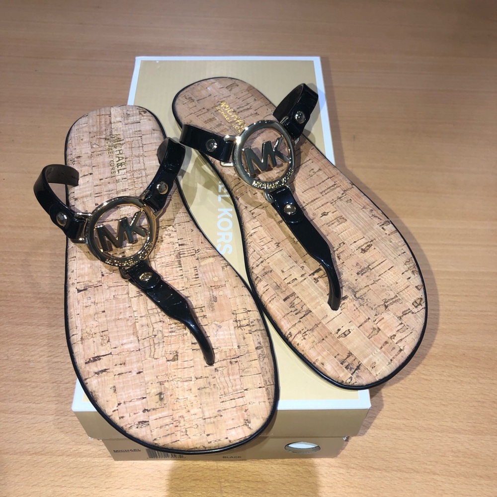NEW! Michael Kors Black Cork Sandals